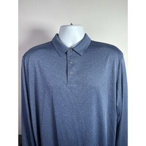 Pro Tour Long Sleeve Cool Play Men's L‎ Golf Polo Shirt Blue Stripe